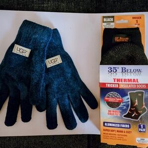 UGG Gloves And 35 Below Thermal Insulated Socks Combo.
